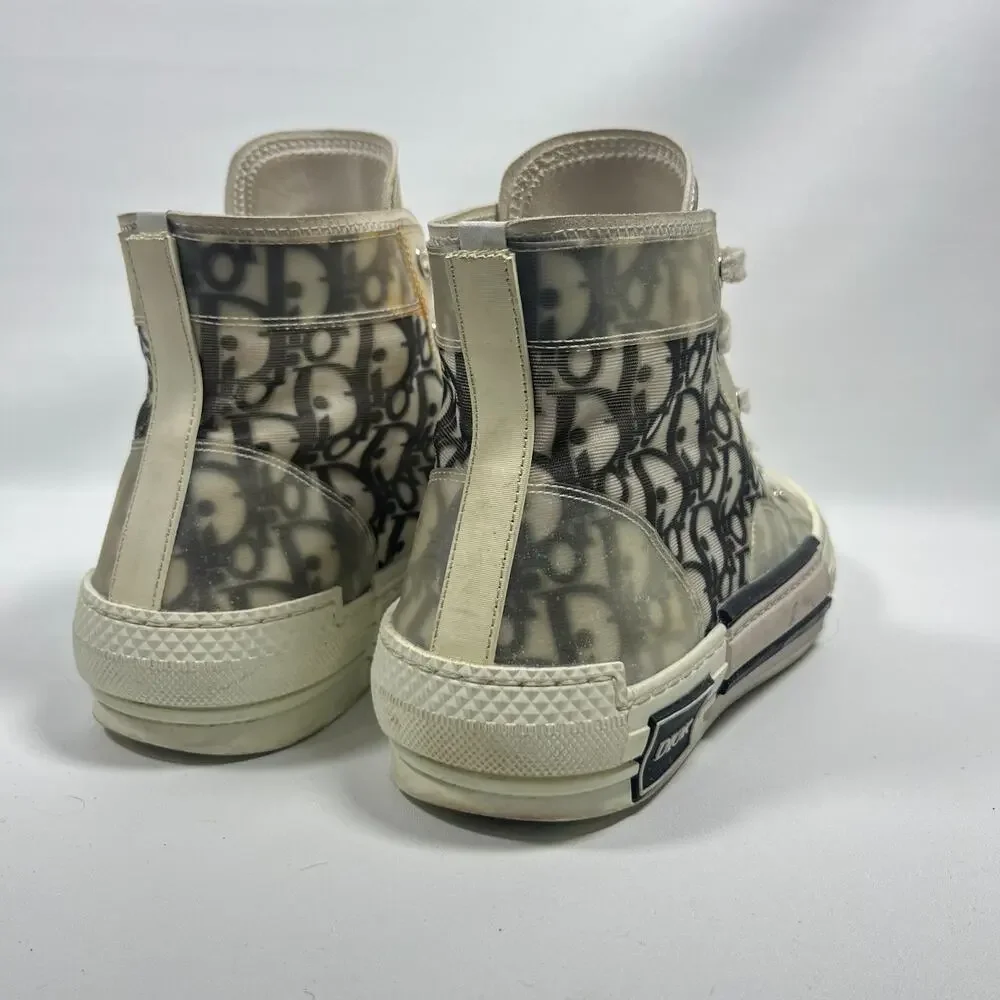 DIOR Sneakers Mens 40 B23 League High Top Oblique Canvas Black White Italy